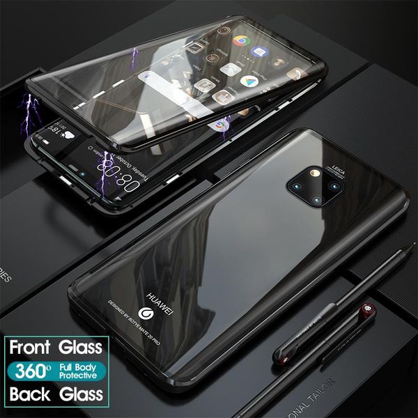 

magnetic 360 full case for huawei mate 20 pro p30 mate20 metal shell front back tempered glass cover huawei mate 20 pro cases on