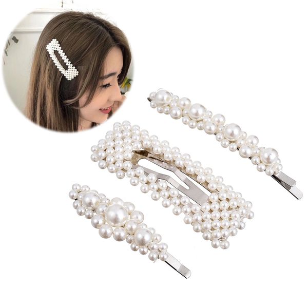 

m mism girls imitation pearl beads bb hair clips pins simple fashion hairpins women luxury sweet hairgrips accessories