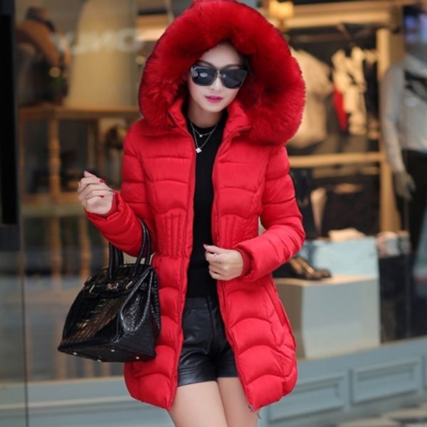

zogaa 2019 women winter hooded warm coat plus size faux fur solid cotton padded jacket female long parka wadded jaqueta feminina, Black