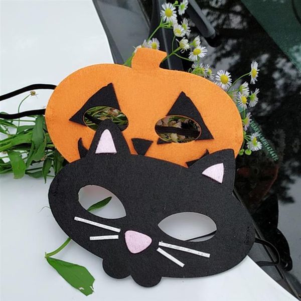 

10pcs halloween mask cartton cat pumpkin cosplay half face mask masquerade costume party masks for kids children girls boys
