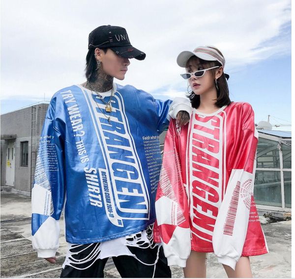 

men and women with bronzed laser couples loose hip hop round neck pullover long sleeves ins ultra hoodies, Black