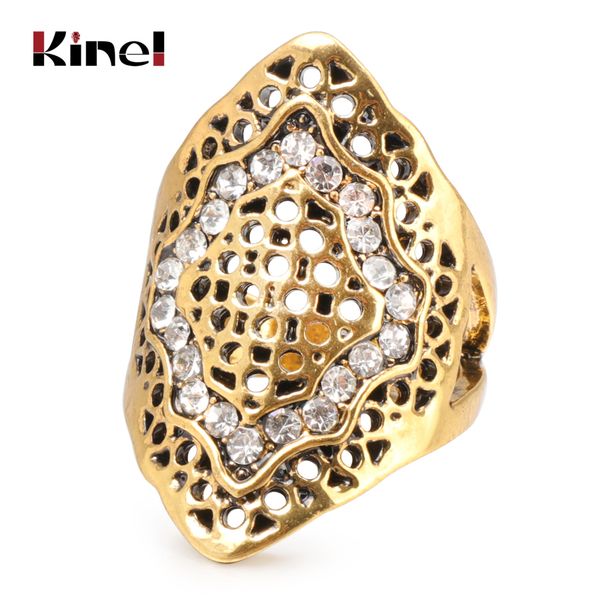 

kinel unique vintage wedding ring antique gold boho beach party crystal midi rings for women fashion accessories 2019 new, Golden;silver