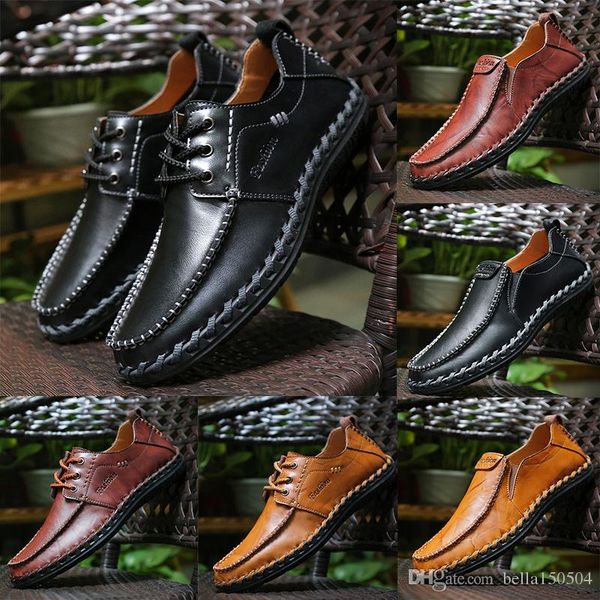 

genuine leather luxury designer brand male casual shoes lace-up or slip-on men's suit shoe dress shoes zapatos drivers loafers shi, Black
