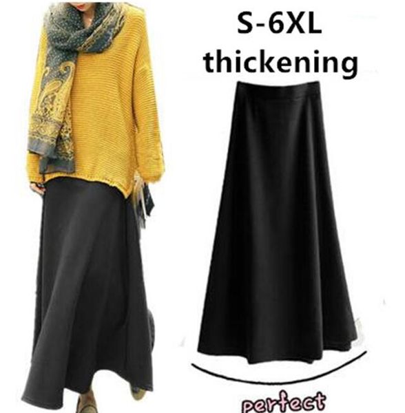 

2019 autumn winter women skirt, bodycon high wais maxi skirt,girls thick fabric warm long skirts,plus size s- 5xl 6xl vestidos, Black