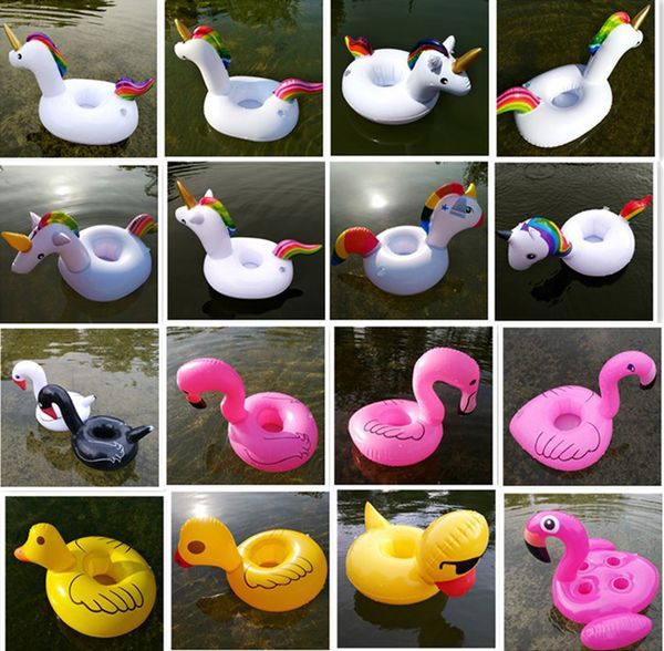 

2020 inflatable cup float flamingo cup holder coasters inflatable drink holder for swimming pool air mattresses for cup party supplies