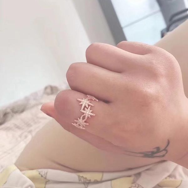 

the new fashion brand stars jewelry. s925 sterling silver starry sky, five-pointed star engagement female ring. luxury tail ring