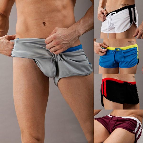 

sexy men u выпуклый мешок 5 цветов g-cup быстрых сушки боксеры solid f16 свободных шорты шиномонтаж трусы купальник gay одежда высокого каче, White;black