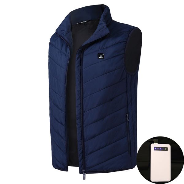 

2018 men women electric heated vest heating waistcoat thermal warm clothing feather winter heated jacket new technology, Gray;blue