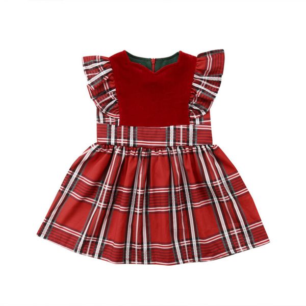 

Christmas Ruffle Kids Dress Elegant Toddler Kids Baby Girls Plaids Party Pageant Xmas Tutu Dress Kid Clothes 0-5T Princess Dress