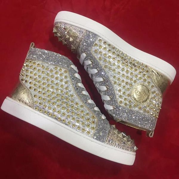 

black suede with pik pik strass orlato junior spikes red bottom designer sneakers flat men fashion luxury man high casual trainers