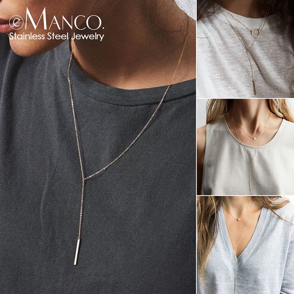

e-manco korean style women gold color stainless steel necklace fashion layered personalized necklace jewelry, Silver