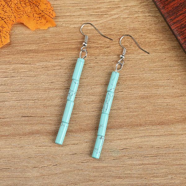 

fashion round natural stone beads dangle earrings for women female colorful round shape drop tassel earring jewelry gifts accessories, Silver