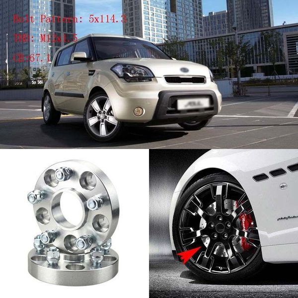 

4pcs 1" wheel spacers adapters 5 lug 5x4.5"/5x114.3-12x1.5 studs for kia soul