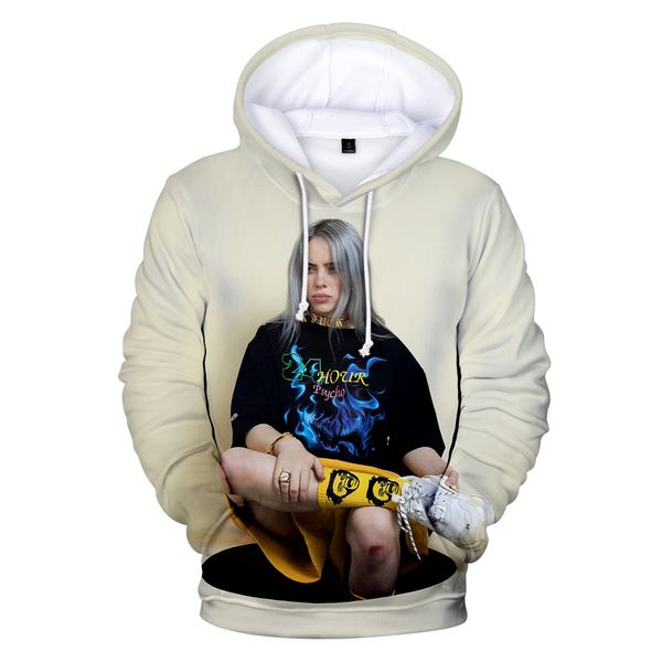 

funeral billie eilish hoodies men/women winter warm casual sweatshirt harajuku billie eilish 3d print hip hop hoodie streetwear, Black