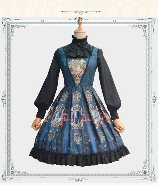 

classic lolita dress medieval renaissance cotton dress castle moon jsk victorian cosplay lolita summer style, Black;red
