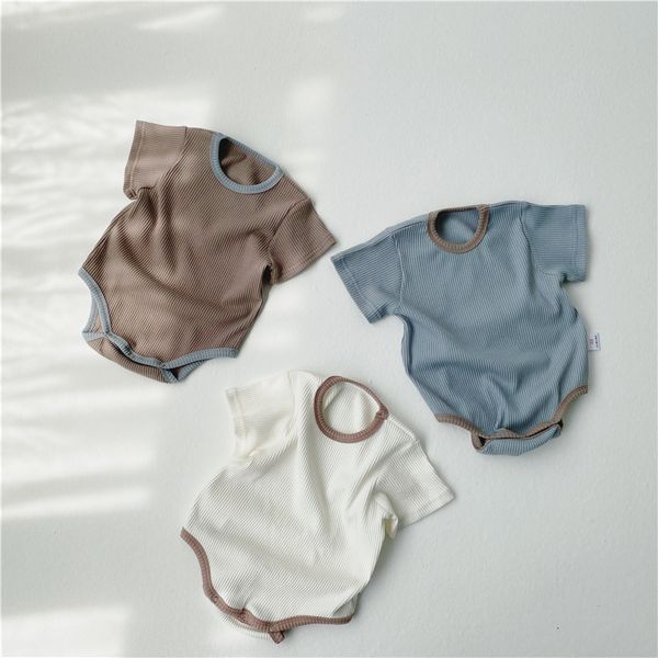 

designers luxurys tide brandsins summer new korean style infant pit short sleeve jumpsuit romper baby bag fart romper triangle romper hat, Blue