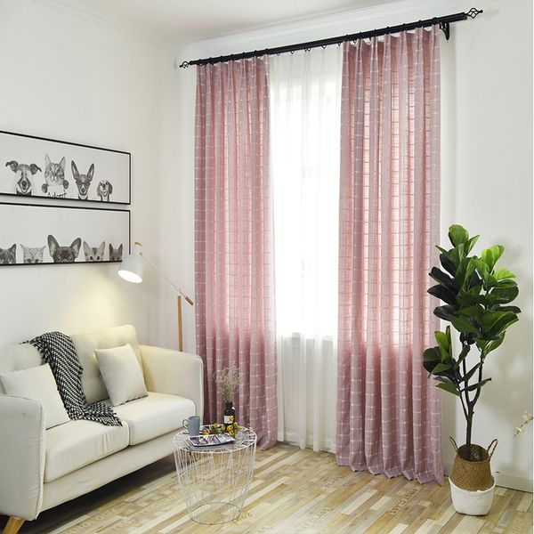 

modern thicken solid color shading curtains breathable linen lattice curtains for livingroom bedroom vertical soft