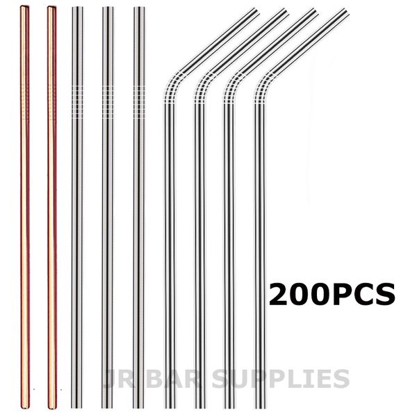 

wholesale stainless steel drinking straws metal straws, set of 200