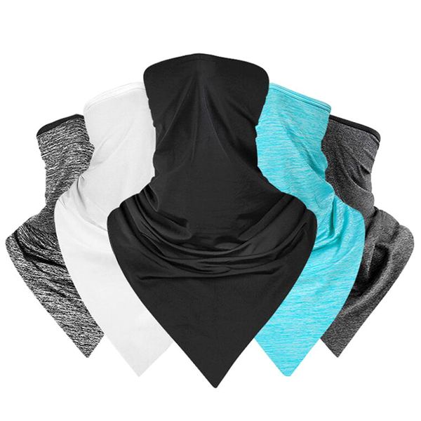 

summer cycling mask breathable outdoor sports facemask ice silk bandana headband anti-uv running training face mask, Black
