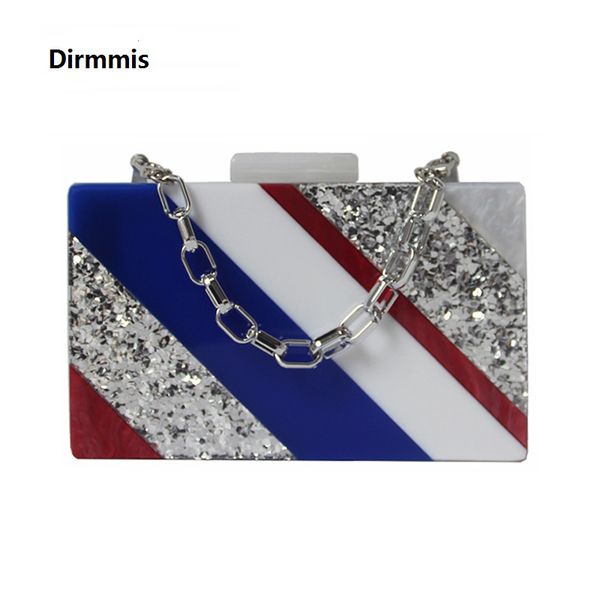 

new women messenger bag fashion striped evening bags sequin blue white woman wedding prom handbags clutch box