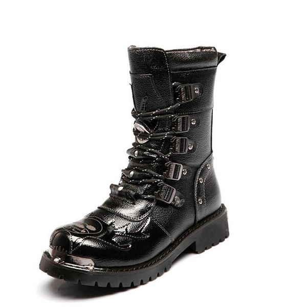 

genuine leather men high boots black military boots tactical boots army men botas leather shoes men shoes