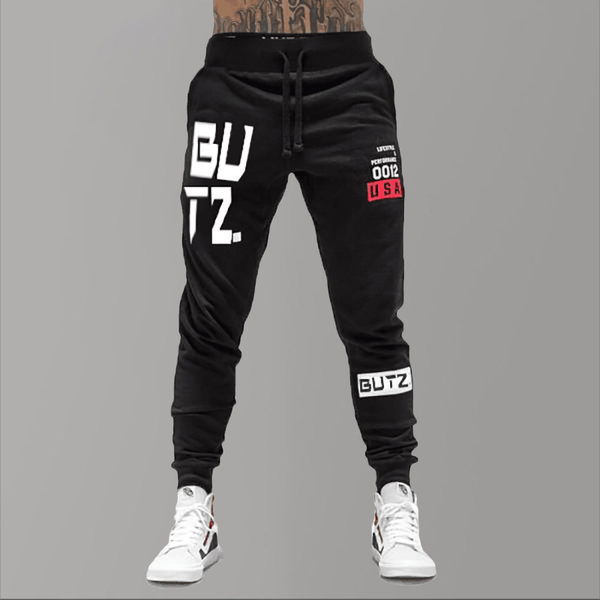 

printed jogging pants men sport causal sweatpants work pants hip hop gym training track streetwear fitness clothing, Black