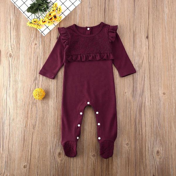 

emmababy fashion solid xmas newborn toddler baby boy girl clothes lace long sleeve romper casual jumpsuit outfits 0-18m, Blue
