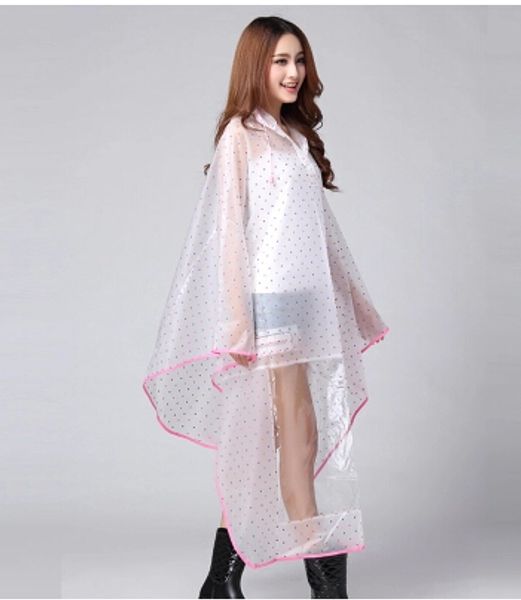 

2017 fashion eva polka dots raincoat electric bicycle bike rainsuit women transparent cloak outdoors rain ponchos chubasquero