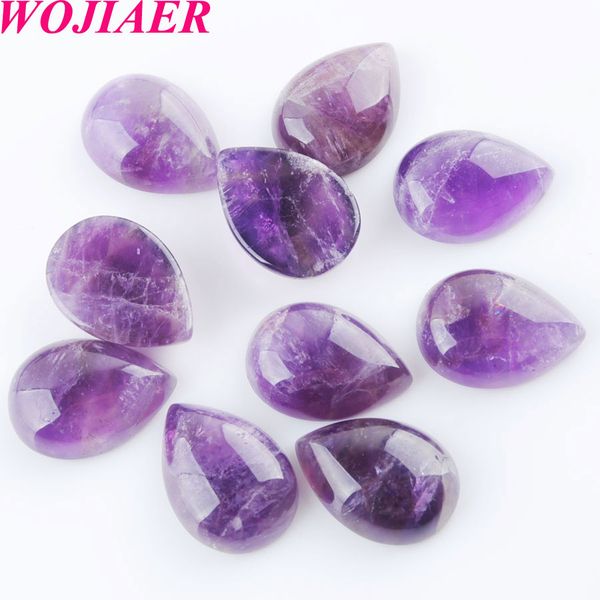 

wojiaer amethyst gem stones beads teardrop cabochon cab no drilled hole 13x18x6mm jewelry making du8149, Black