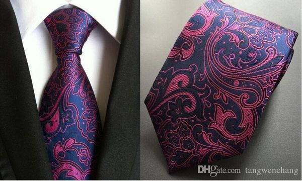 

newpaisley tie for man 100% silk neckties designers fashion men ties 8cm navy and red striped tie for wedding ing, Blue;purple