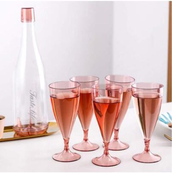 

6pcs/set red wine glasses champagne cup transparent plastic cocktail goblet champagne wine cup for wedding parties
