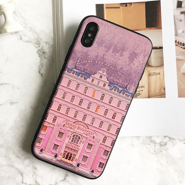 

capa luxury budapest l pink phone case for iphone 11 pro xs max xr 8 7 6s plus 5 se case soft black tpu silicone cover.