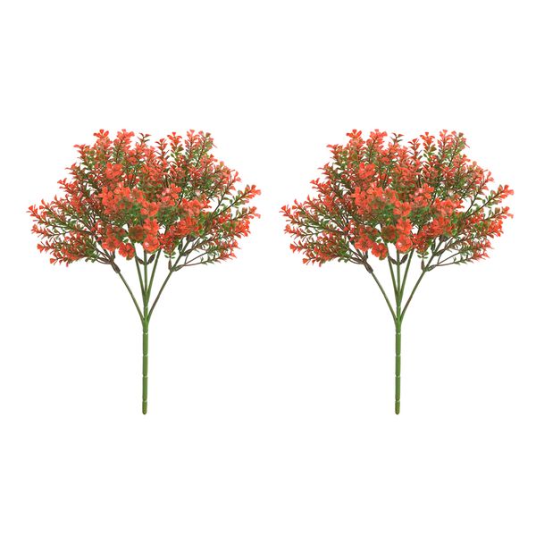 

2pcs 6-branch 48 twigs fake four leaf plant home garden decor red