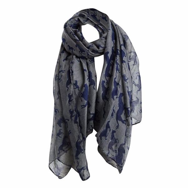

20# women scarf silk square head scarves spring horse print pattern lace long scarf warm wrap muslim hijab shawl, Blue;gray