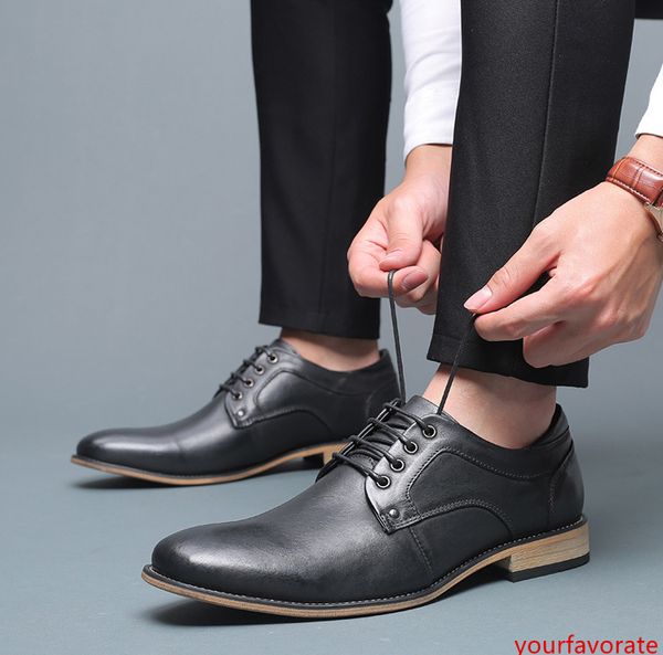 

black brown men shoes espadrilles real leather designer dress shoes outdoor party wedding boots breathable lace-up leather shoes with box