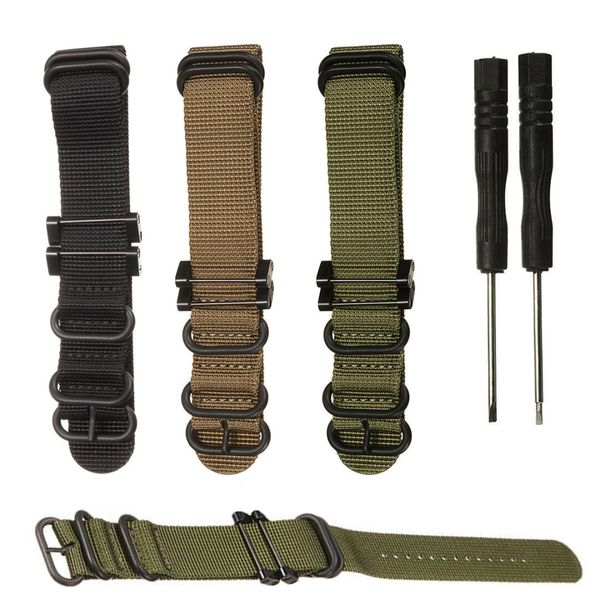 

shellhard nylon wrist band bracelet replacement for suunto essential core traverse watchbands smart bracelet + tool for men, Black;brown