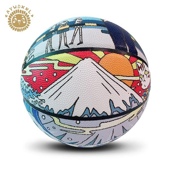 

dxxl japanese cities scenery limited edition basketball ball size 7 graffiti pu indoor outdoor training game