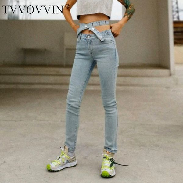 

tvvovvin jeans cross bandage hollow out skinny jeans woman denim pants women jean trousers elastic slim high waist pants pjvo, Blue