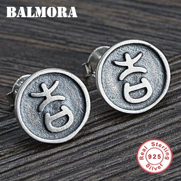 

balmora 925 стерлингового серебра характер " le " круглые серьги стержня для женщин серебро мода ретро серьги ювелирные изделия brincos sy31, Golden;silver