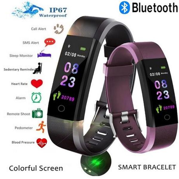 

2020 id115 plus smart bracelet fitness tracker smart watch heart rate watchband smart wristband for apple android smartphones with box