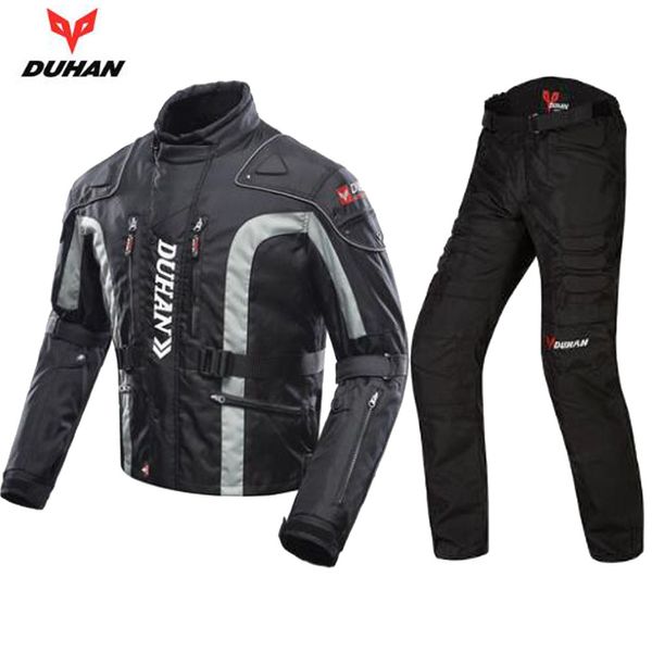 

duhan motorcycle riding equipment moto suit traveling clothing protective gear set men motocross motorbike jacket & pants suits, Black;blue