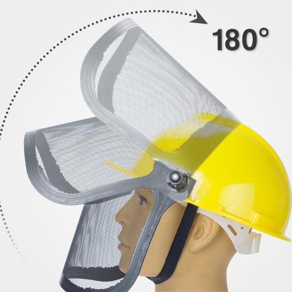 

hat workplace outdoor helmet forestry safety metal visor 180 degrees adjustable grass trimmer splash proof full face mesh garden