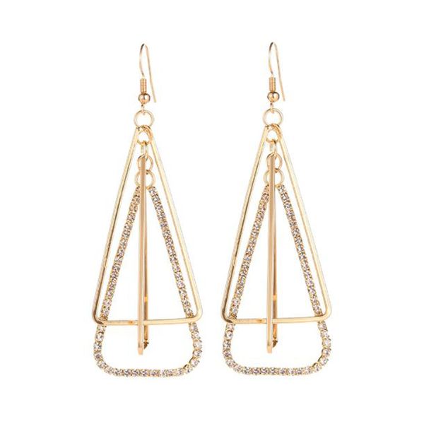 

earrings europe and america exaggerated fashion simple geometric three-dimensional triangle hollow metal alloy earrings female, Silver