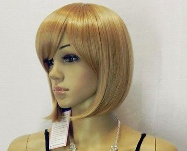 New Cos Wig Blonde Wig Short Hair Bobo Head For Women Wig Free