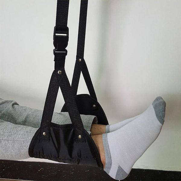 

comfy hanger travel airplane footrest hammock made with memory foam foot
