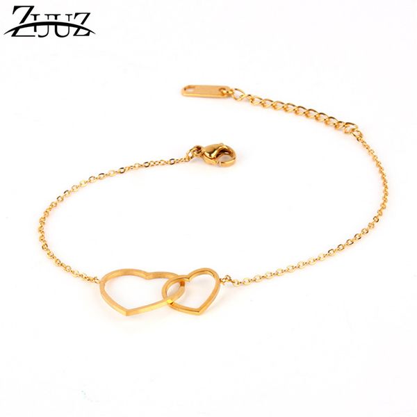 

zuuz stainless steel charm gold bracelets bangles for women chain gifts clover infinity accessories jewelry female, Black