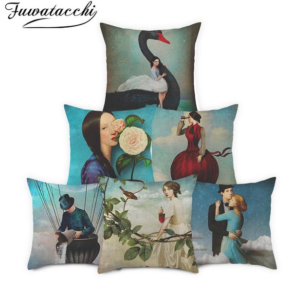

fuwatacchi белье наволочка красивых женщины наволочки для дома кресла диван декоративных люди printed наволочка 45x45cm