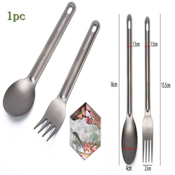

camp kitchen 1 pc outdoor camping titanium spoon fork long handle spork tableware picnic tool