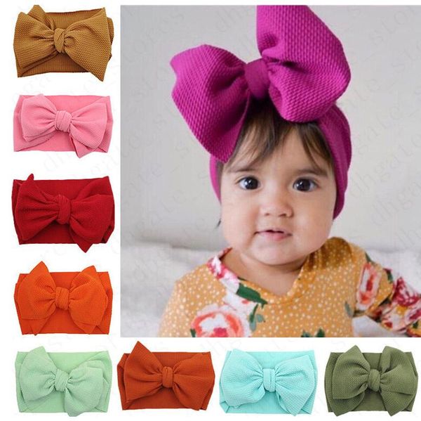 

kids baby girls bowknot wide elastic turban headband solid color hair band wraps ins infant newborn hairbands head wrap hair accesseries d61, Slivery;white