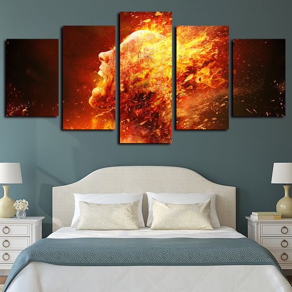 

5 panels burning man modern artworks giclee canvas wall art for home decor abstract poster canvas print oil painting